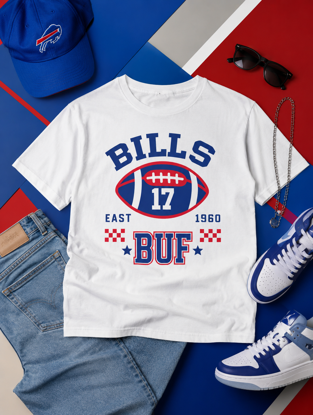 Buffalo Buf Football Tee – Retro #17  Fan Shirt