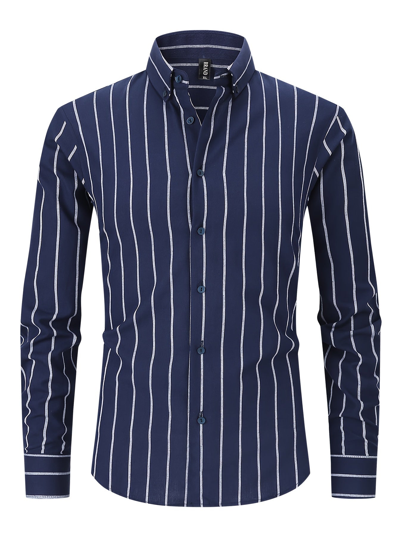 White Smoke Men'S Long-Sleeve Striped Woven Dress Shirt Made of Pure