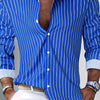 Royal Blue Men's Long-sleeve Shirt with Classic Cut Green Striped Business Shirt, Suitable for Men - Adults - Unisex - - Couples - Casual - Outdoor - Streetwear - Youth = Versatile for Business Casual, Machine Washable, Year-round Wear