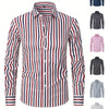 White Smoke A Men'S Casual Light Business Striped Long-Sleeve Shirt - Tailored Fit with Wrinkle-Resistant Fabric, Suitable for All Seasons - Perfect for Business Commuting, Casual Gatherings, And Dates - Can Be Given As a Gift