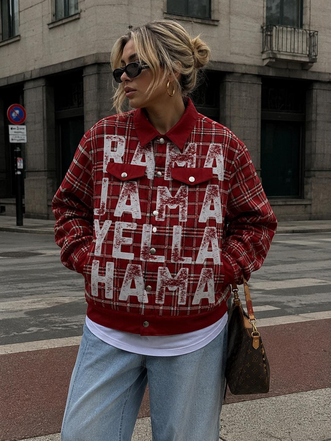 Alabama Plaid Game Day Jacket – Vintage Crimson Football Streetwear for Women