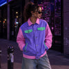 After While Retro Alligator Varsity Jacket: Pastel Y2K Streetwear Bomber Coat