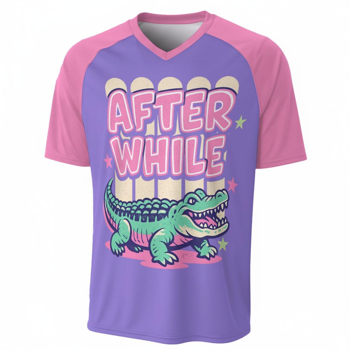 Retro Alligator Graphic T-Shirt, Purple Pink Y2K Pastel Tee