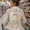Silly Goose Plaid Jacket, Pastel Tartan Graphic Coat, Cozy Vintage Streetwear