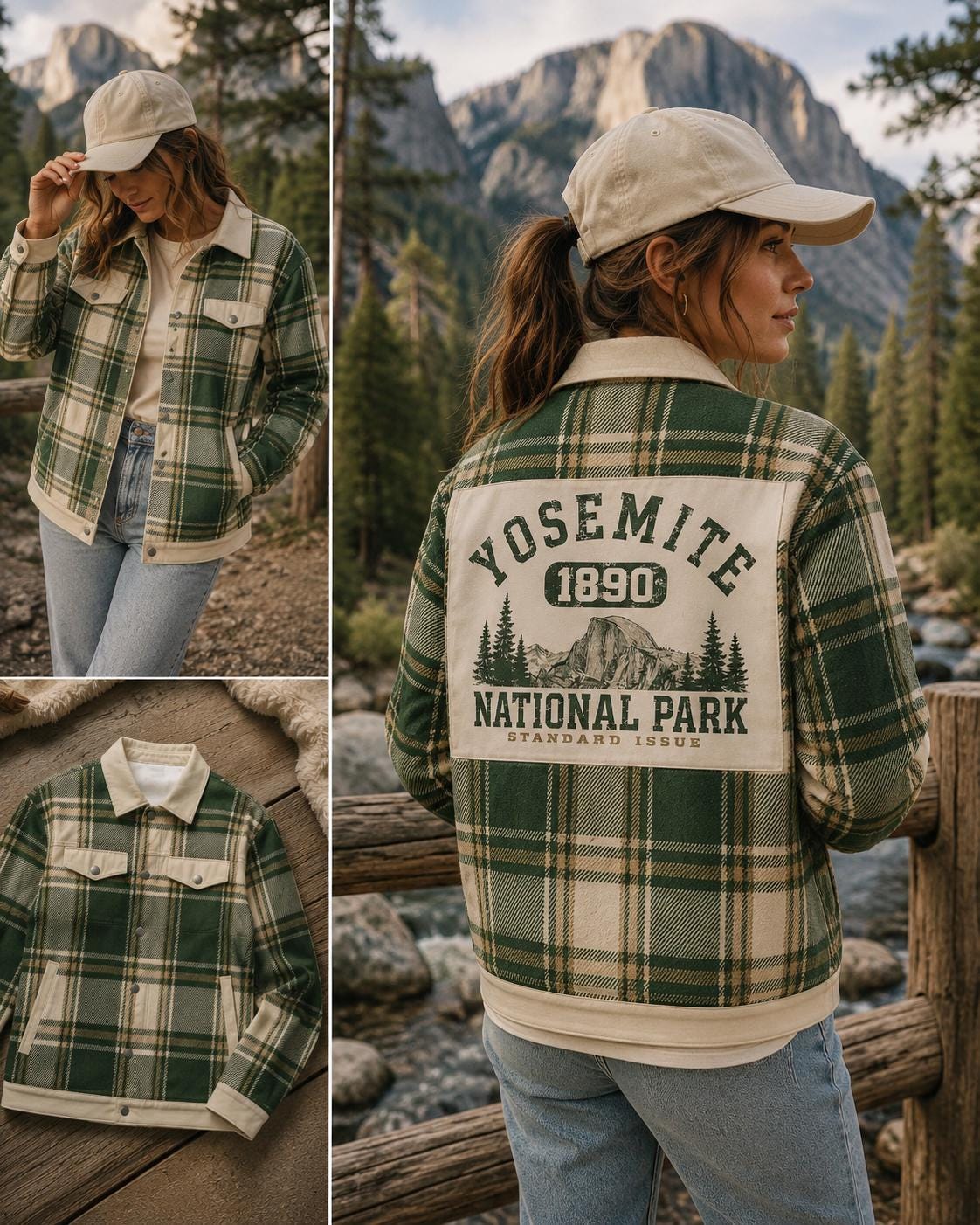 Yosemite National Park Plaid Shacket, Vintage Outdoor Adventure Heritage Coat