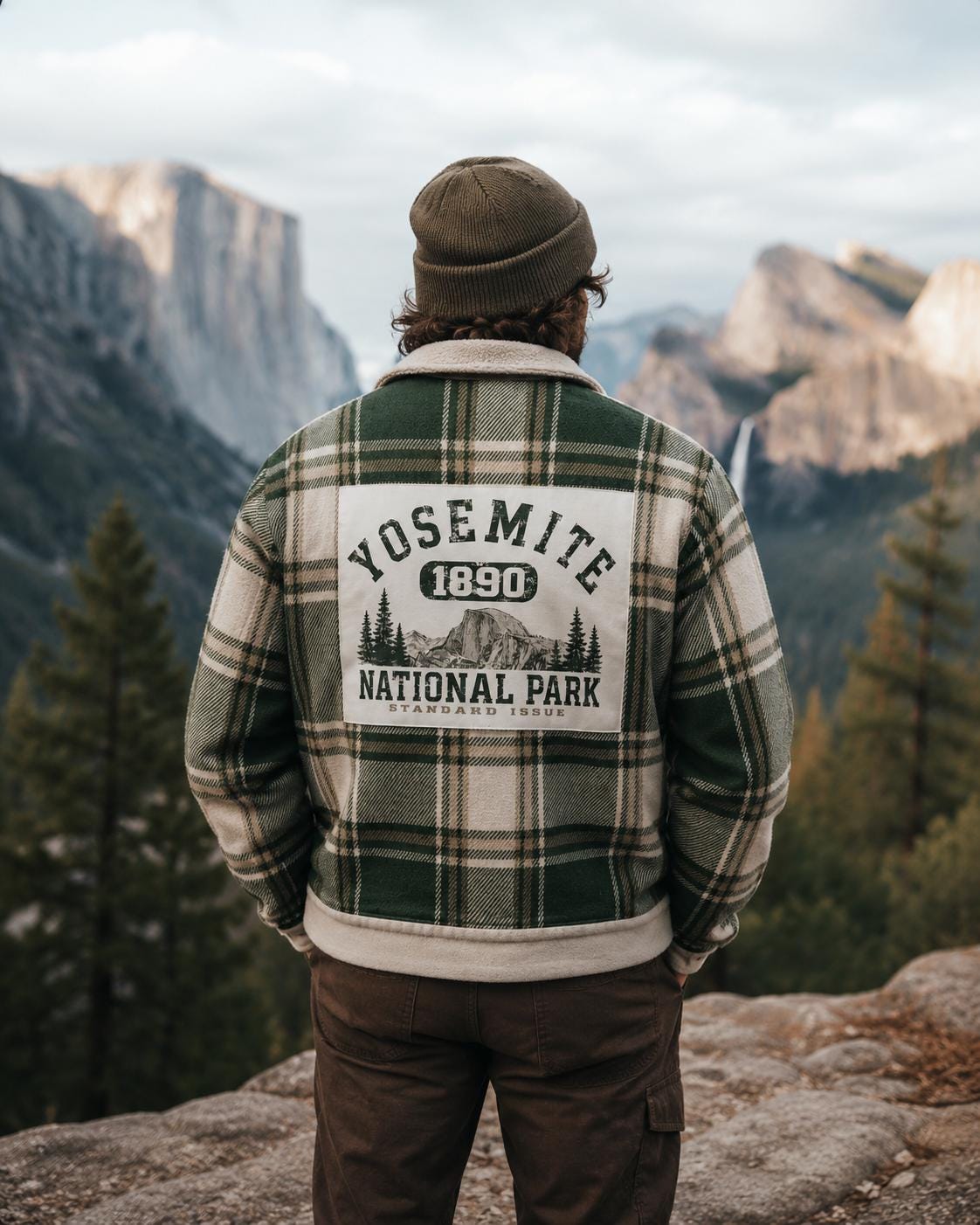 Yosemite National Park Plaid Shacket, Vintage Outdoor Adventure Heritage Coat