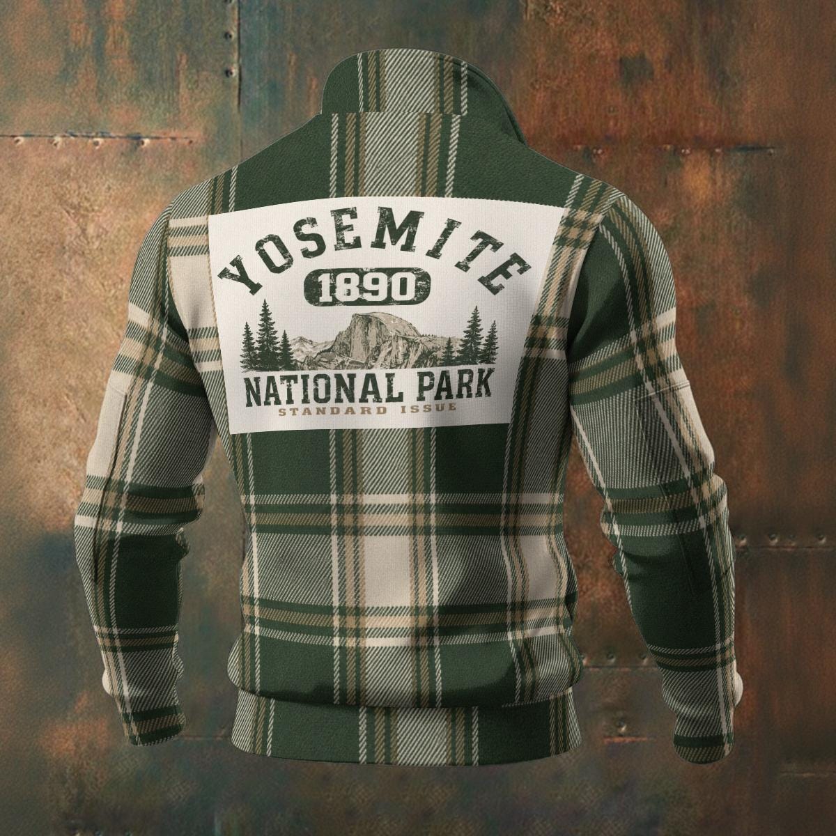 Yosemite National Park Men’s Thick Knit Fleece Jacket – Plaid Sherpa Lined Outdoor Zip Up Jacket, Cabin Hiking Coat, Mountain Winter Jacket