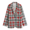 Ohio Red Tartan Plaid Women’s Blazer – Preppy Chic Jacket, Old Money Style Plaid Coat, Game Day Fashion Blazer, Elegant Streetwear Jacket