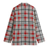 Ohio Red Tartan Plaid Women’s Blazer – Preppy Chic Jacket, Old Money Style Plaid Coat, Game Day Fashion Blazer, Elegant Streetwear Jacket