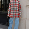 Ohio Red Tartan Plaid Women’s Blazer – Preppy Chic Jacket, Old Money Style Plaid Coat, Game Day Fashion Blazer, Elegant Streetwear Jacket