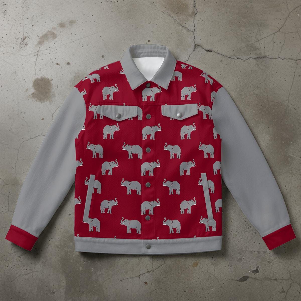 Alabama Elephant Print Varsity Jacket Game Day Streetwear for Men and Women