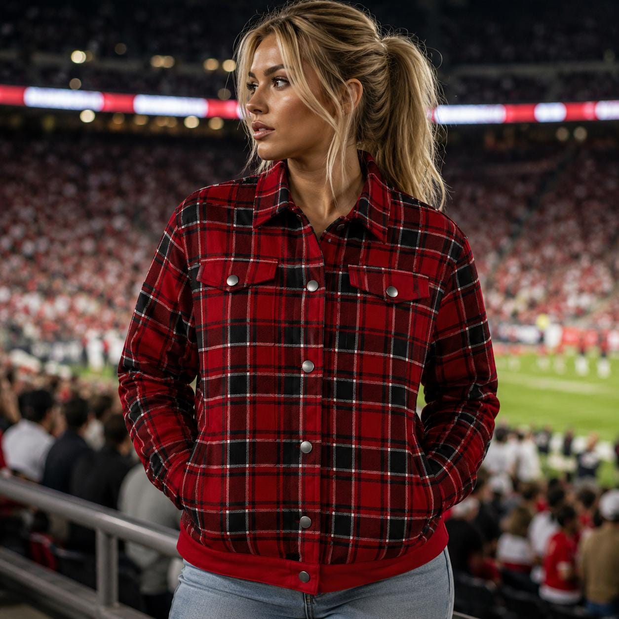 Ohio State - Plaid Jacket – Red Black Game Day Streetwear for Football Fans