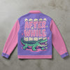 After While Retro Alligator Varsity Jacket: Pastel Y2K Streetwear Bomber Coat