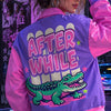 After While Retro Alligator Varsity Jacket: Pastel Y2K Streetwear Bomber Coat