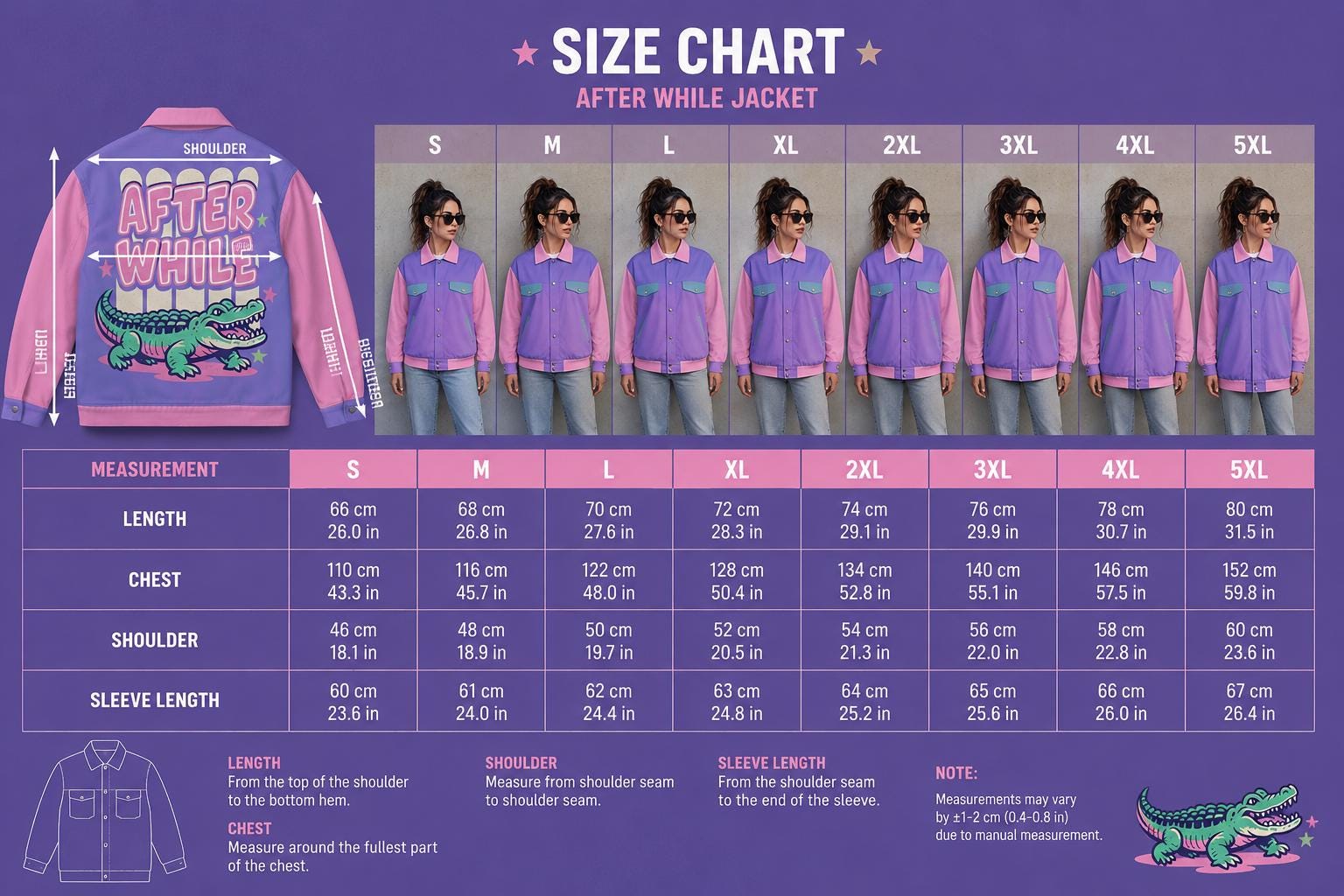 After While Retro Alligator Varsity Jacket: Pastel Y2K Streetwear Bomber Coat