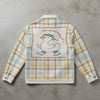 Silly Goose Plaid Jacket, Pastel Tartan Graphic Coat, Cozy Vintage Streetwear