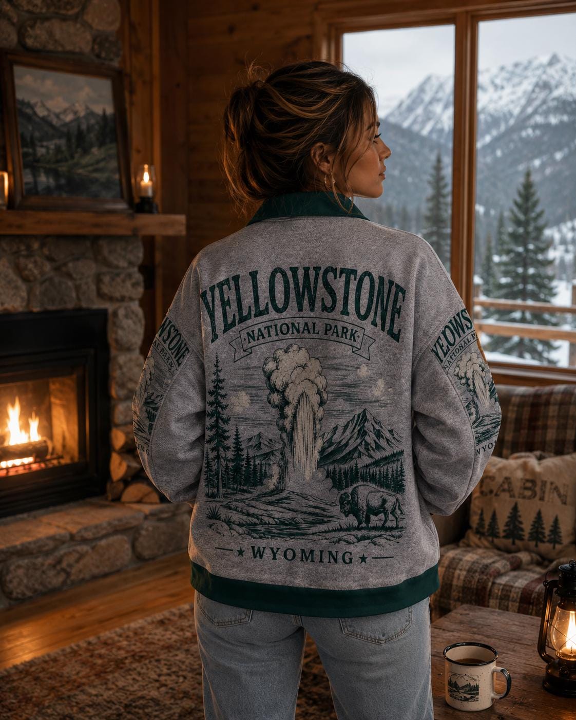 Yellowstone National Park Jacket – Wyoming Wilderness Cabin Coat – Rustic Outdoor Adventure Wear