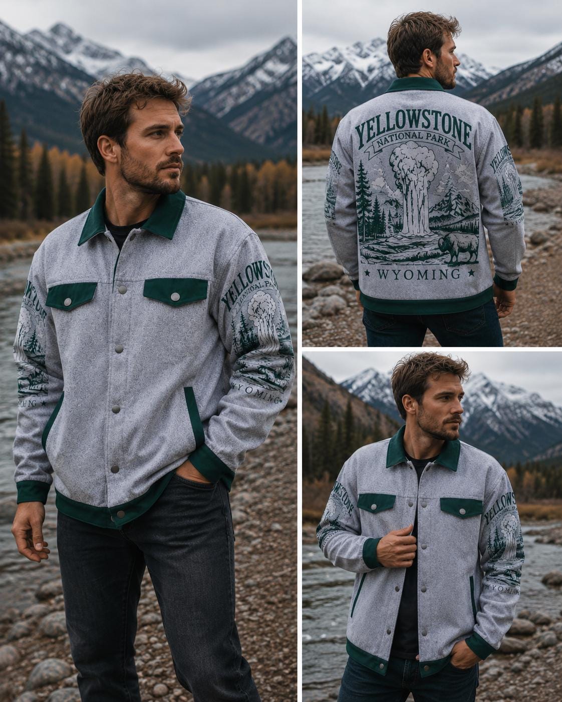 Yellowstone National Park Jacket – Wyoming Wilderness Cabin Coat – Rustic Outdoor Adventure Wear