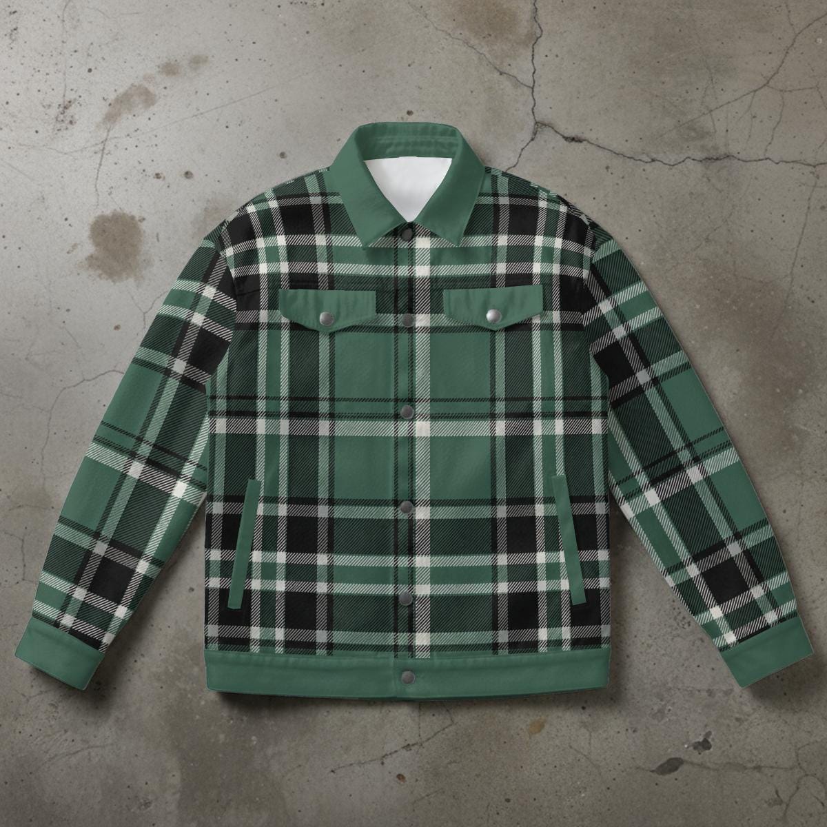 Forest Green Plaid Flannel Shacket Jacket for Women Men – Take A Hike Outdoor Jacket, Hiking Shacket, Cabin Core Coat, Mountain Aesthetic