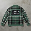 Forest Green Plaid Flannel Shacket Jacket for Women Men – Take A Hike Outdoor Jacket, Hiking Shacket, Cabin Core Coat, Mountain Aesthetic