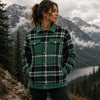Forest Green Plaid Flannel Shacket Jacket for Women Men – Take A Hike Outdoor Jacket, Hiking Shacket, Cabin Core Coat, Mountain Aesthetic