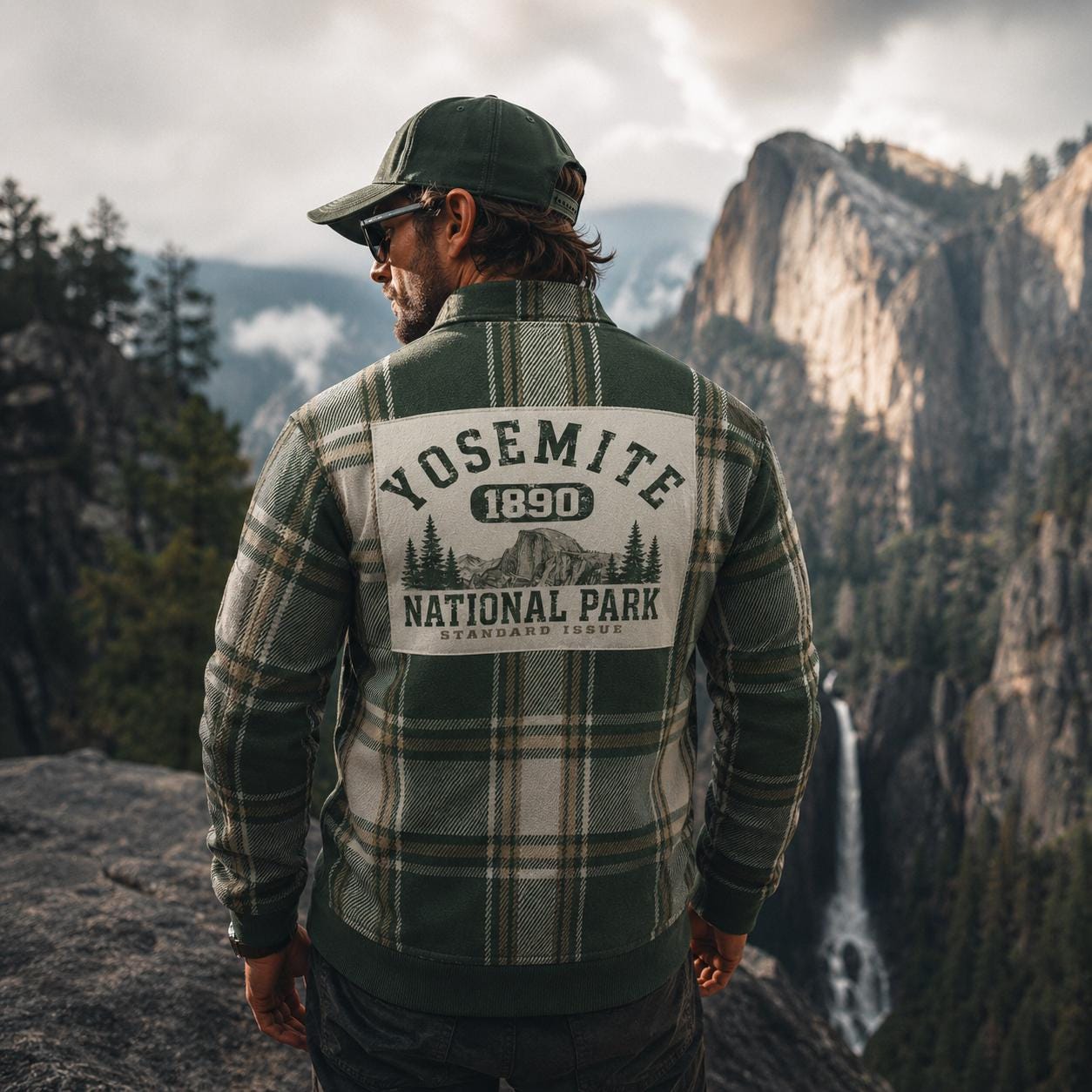 Yosemite National Park Men’s Thick Knit Fleece Jacket – Plaid Sherpa Lined Outdoor Zip Up Jacket, Cabin Hiking Coat, Mountain Winter Jacket