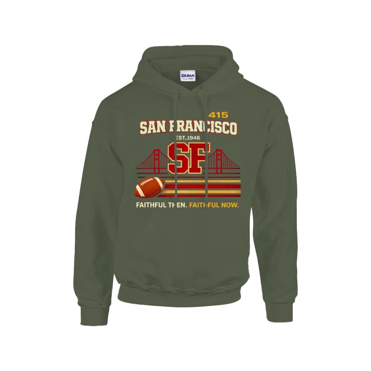 Dark Olive Green San Francisco football Hoodie  |Gildan 18500  athletic aesthetics